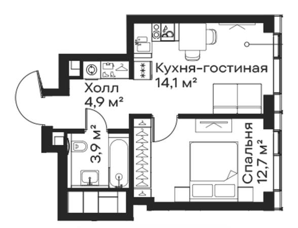 Планировка однокомнатной квартиры 35,6 м²
