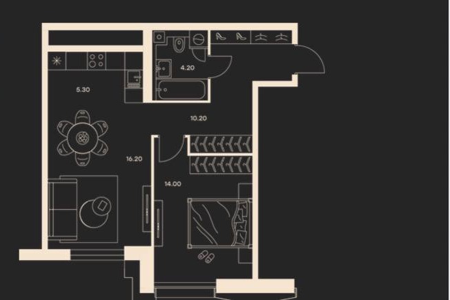 Планировка двухкомнатной квартиры 49,9 м²