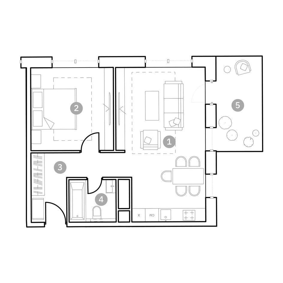 Планировка, Апартаменты 59,2 м² у метро Физтех